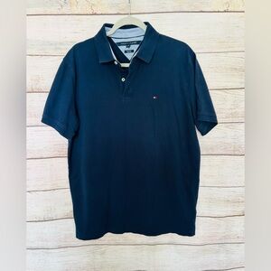 Tommy Hilfiger Men’s Navy Blue Slim Fit Short Sleeve Cotton Polo T-shirt Size XL